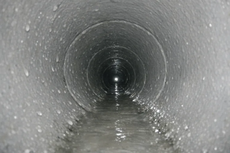 Sauberes, frisch gefrästes Abwasserrohr nach der Reinigung.