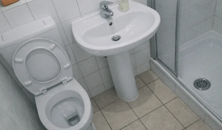 Modernes sauberes Badezimmer mit Dusche, Badewanne und Waschbecken.