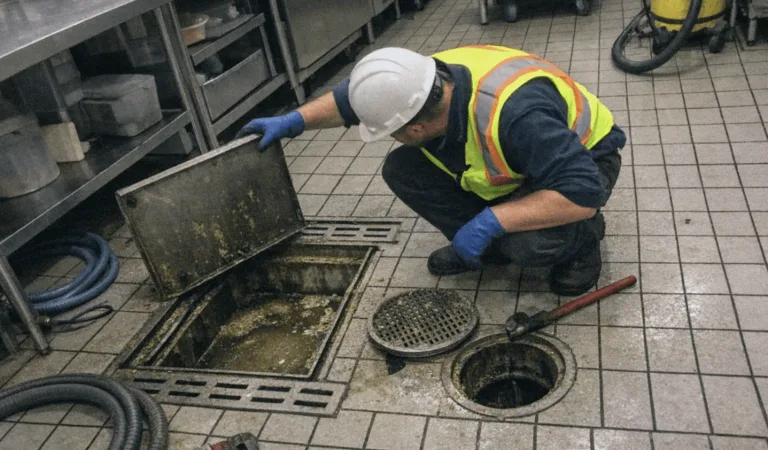 Industrielle Hochdruckreinigung an gewerblichen Abwasserleitungen